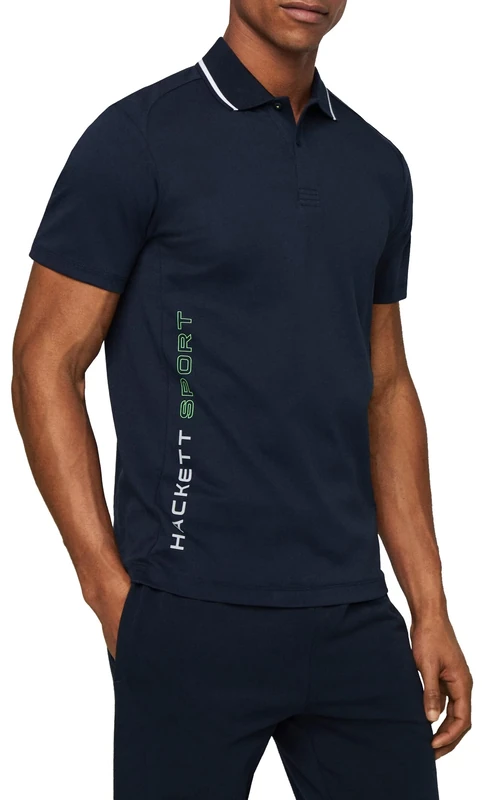 Hackett London Men's Diagonal Text Crew Polo, Blue (Navy), S