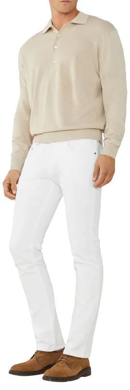 Hackett London Men's Mel Cot Linen Stripe Jeans, White (White), 32W/32L