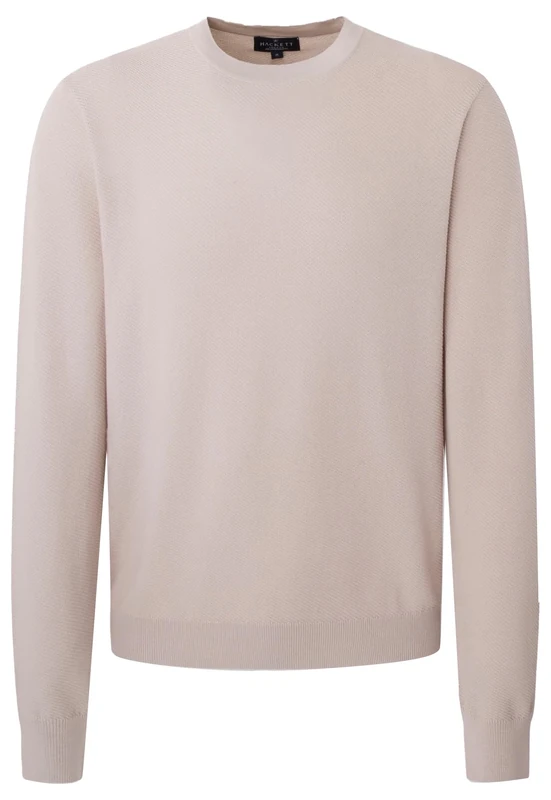 Hackett London Men's Diagonal Text Crew Knitwear, Beige (Beach), XS