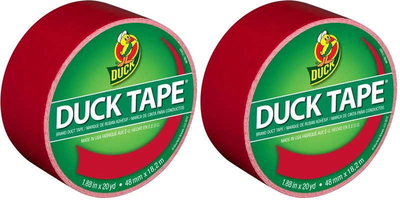 Duck Tape Solid Colours Red. Repair, craft, personalise, decorate and educate - 48mm X 18.2m (Pack of 2)