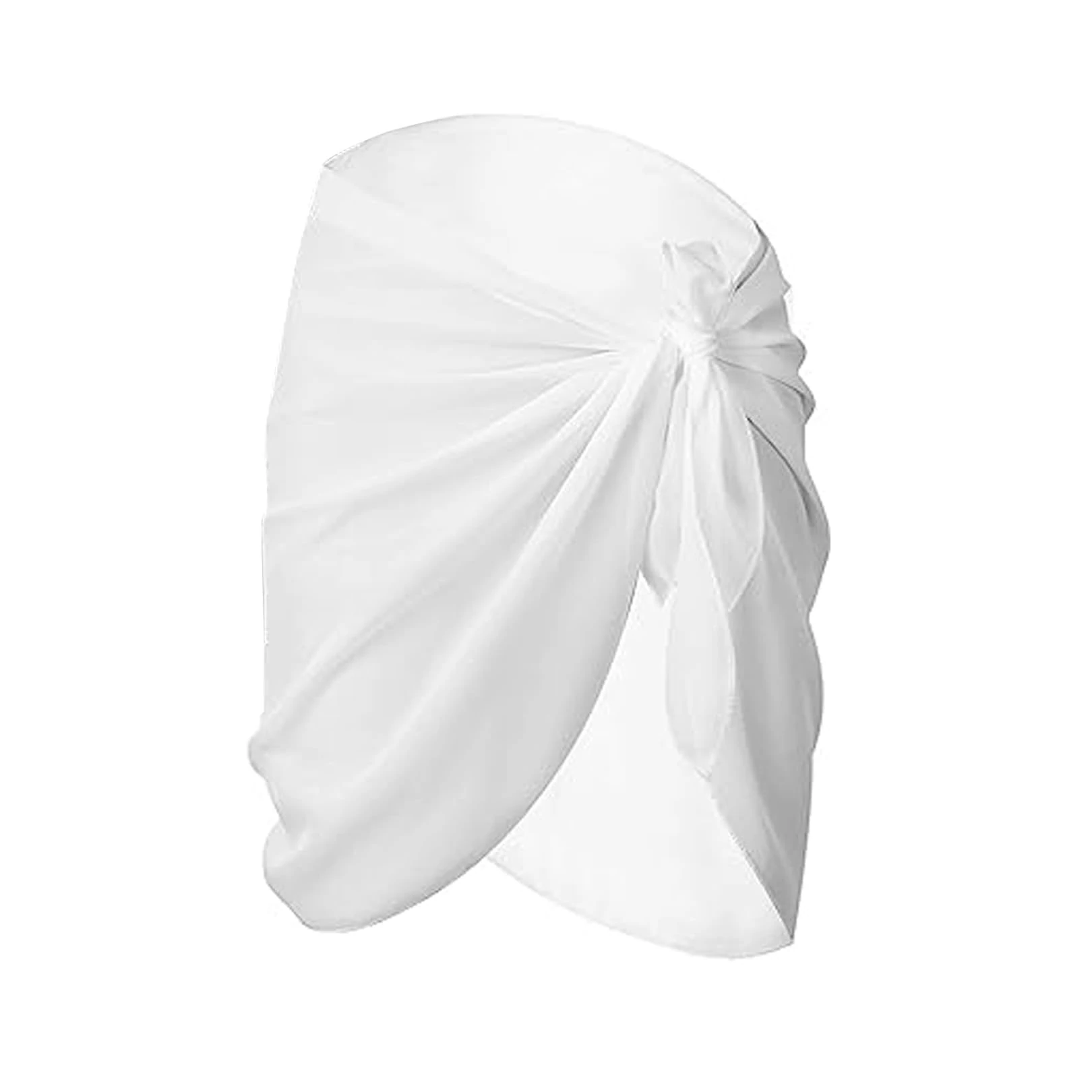 White Beach Sarong Wrap - Women's Chiffon Bikini Cover Up Swimsuit Skirt for Holiday Swimwear