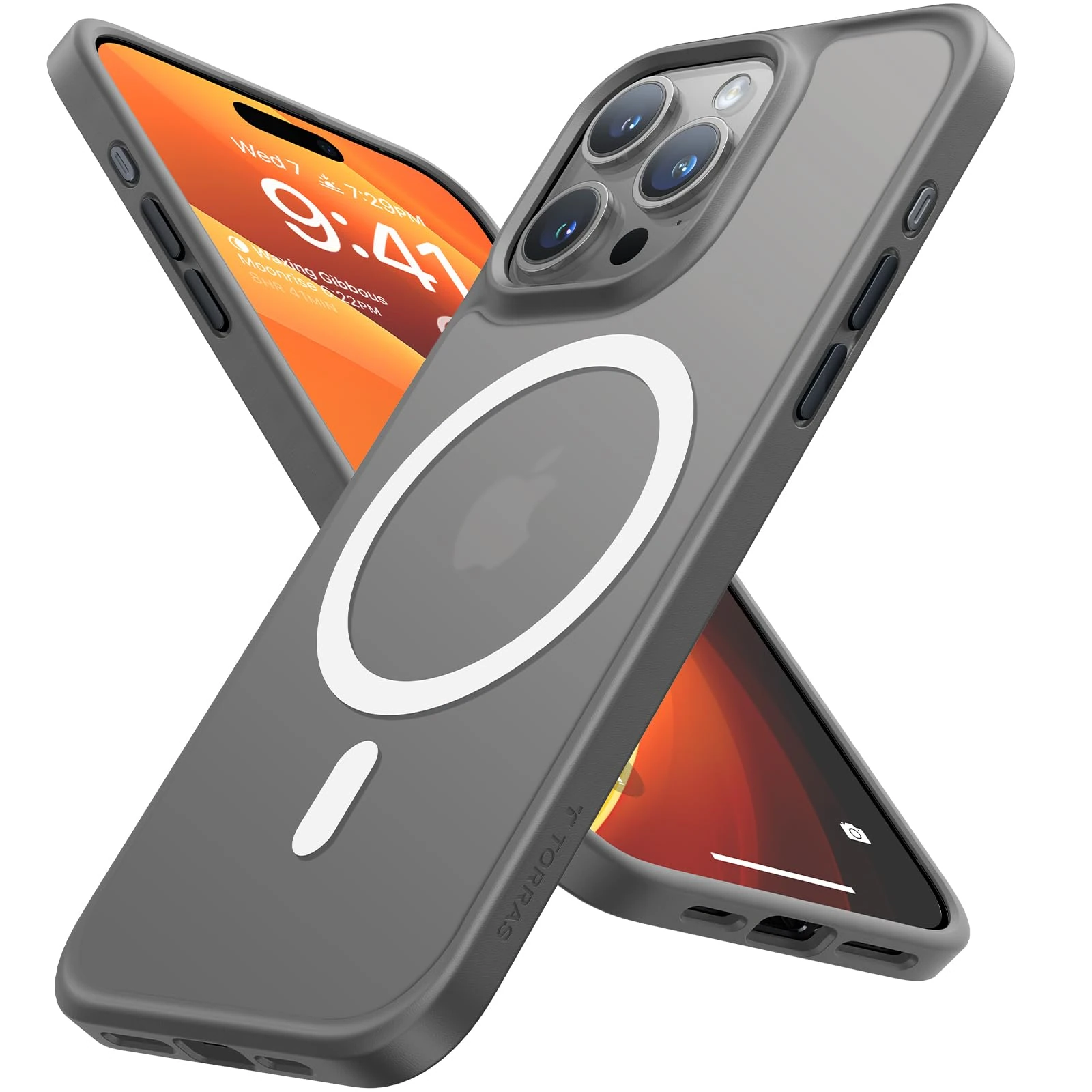 TORRAS for iPhone 15 Pro Max Case with MagSafe [12FT Military Shockproof] [20W Safe & Fast Charging] [Titanium Action Button] Slim Thin Velvety Touch Matte Magnetic Cases iPhone 15 Pro Max Cover Gray