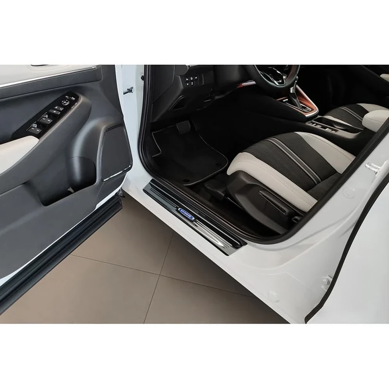 Avisa Black Inox door sill protectors compatible with Honda HR-V 2021- 'Hybrid' - 4-pieces