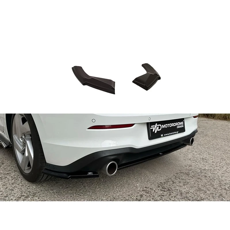 Motordrome Rear bumper skirts (Corners) compatible with Volkswagen Golf VIII (CD1) GTI 2020- (ABS Gloss black)