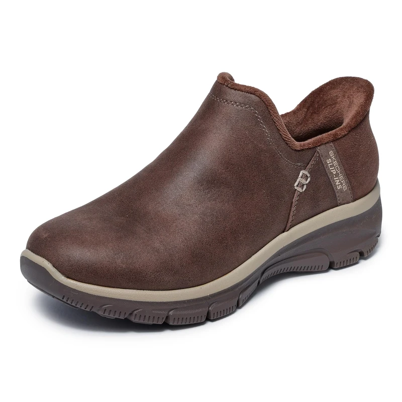 Skechers Women's Easy Going Modern Hour Slip-On Sneakers, Chocolate Microleather, 7 UK