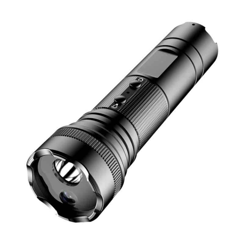LED Flashlight Recorder, Rechargeable Waterproof Tactical Torch 1080P HD Action Camera with Compass for Helmet, Bike, Camping, Outdoor Sports