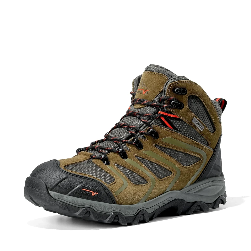 NORTIV 8 Men's Ankle High Waterproof Hiking Boots Backpacking Trekking Trails Shoes,Size 10W,Olive-Suede,160448_M-W