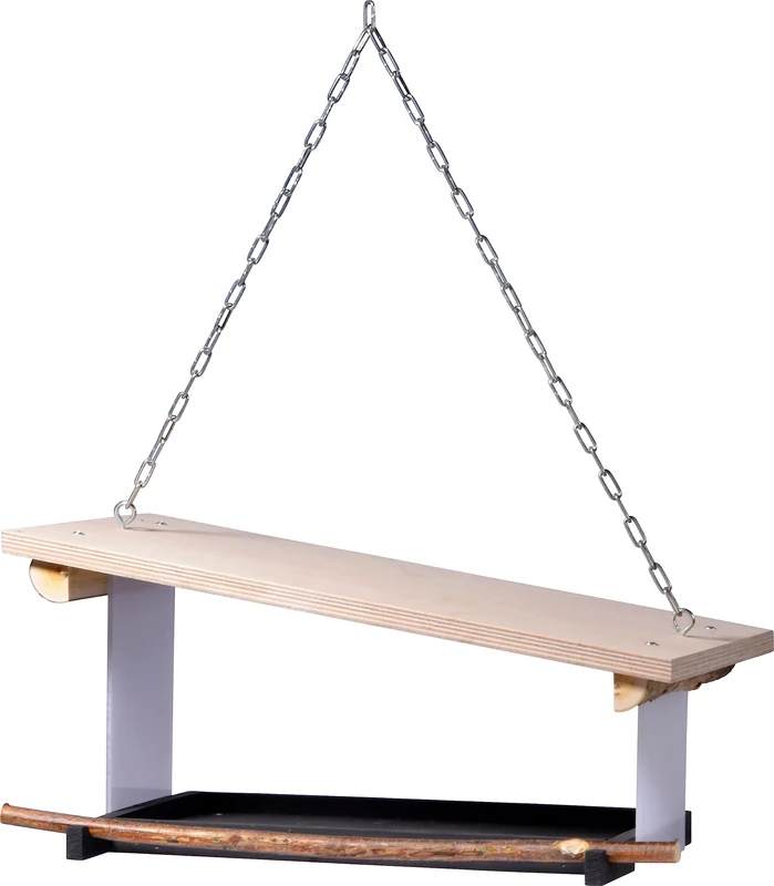 dobar® 98777FSCe Futura II Design Bird Feeder - Minimalist Feeding Station for Wild Birds - 38 x 22 x 18 cm - Wood White Birch Pine