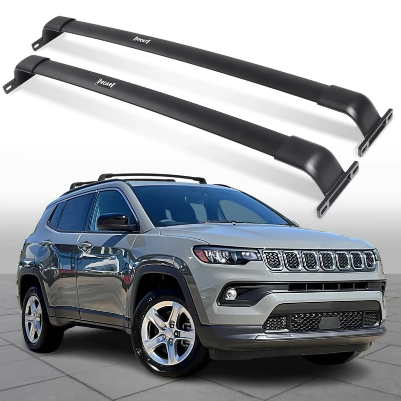 AUXPACBO 220 LBS Roof Rack Cross Bars Fit for Jeep Compass 2018 2019 2020 2021 2022 2023 2024 Black Crossbars Luggage Carrier Bars