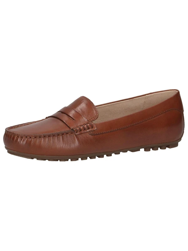 CAPRICE Women's leather moccasins Elegant, Brown (Cognac Nappa), 5 UK