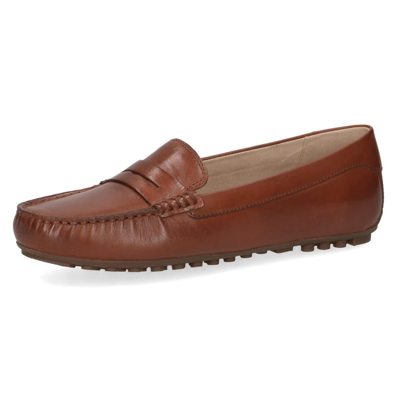 CAPRICE Women's Leather Moccasins Elegant, Brown (Cognac Nappa), 7.5 UK