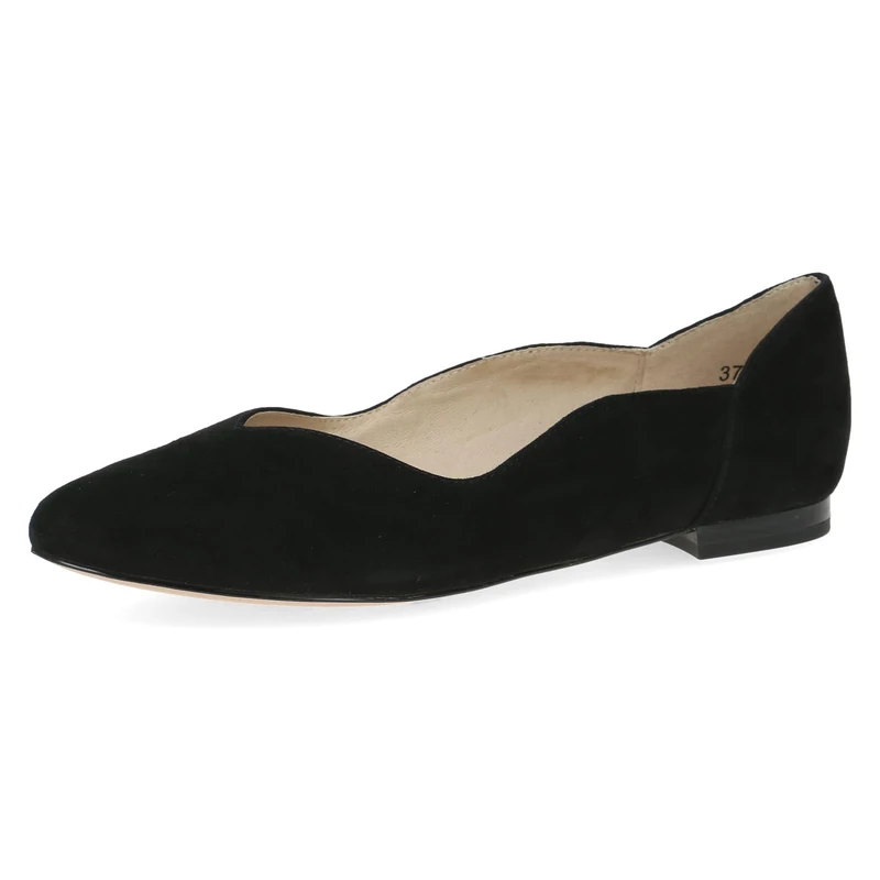 CAPRICE Women Ballet Flats Leather Elegant, Black (Black Suede), 4 UK