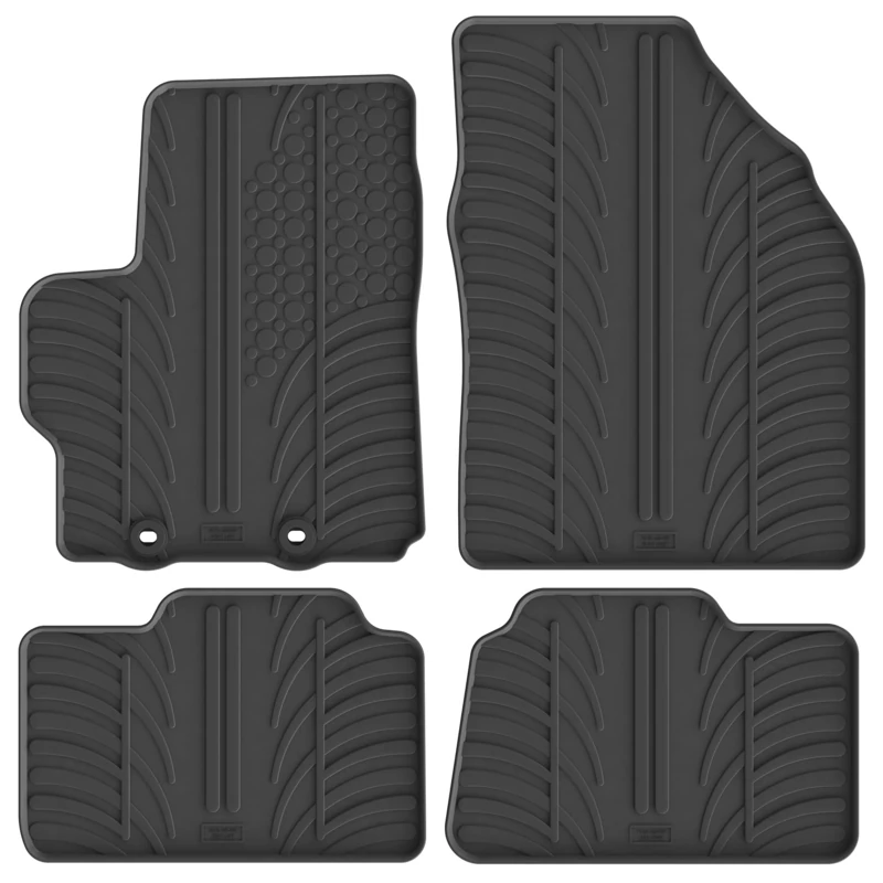 Gledring Set of Rubber Mats Compatible with Toyota Aygo X/Cross Facelift 2023 Onwards (T Profile 4-Piece + Mounting Clips), Black