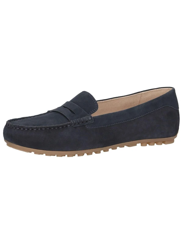 CAPRICE Women's Leather Moccasins Elegant, Blue (Ocean Suede), 8 UK