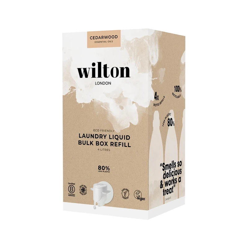 Wilton London Cedarwood Laundry Liquid Refill - 112 Washes - Non-Bio - Plant-based - Biodegradable Detergent - 100% Recylable - Less Plastic - Essential Oils - Make in UK - 4L