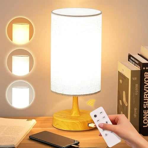 Daylight Lamp, 10000 Lux Light with Remote Control, 3 Color Temperature & 4 Brightness Level & Timer, Daylight Lamp for Home, Office, Decoration(Silver Base Linen Shade)