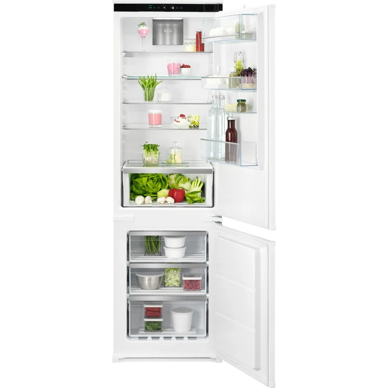 AEG 7000 Series Integrated Fridge Freezer, Model NSC7G181DS, TwinTech Technology, Keeps Food Juicier For Longer, No Frost,194/62 Litres Cooling & Freezer Capacity, 177.2cm, White, [Energy Class D]