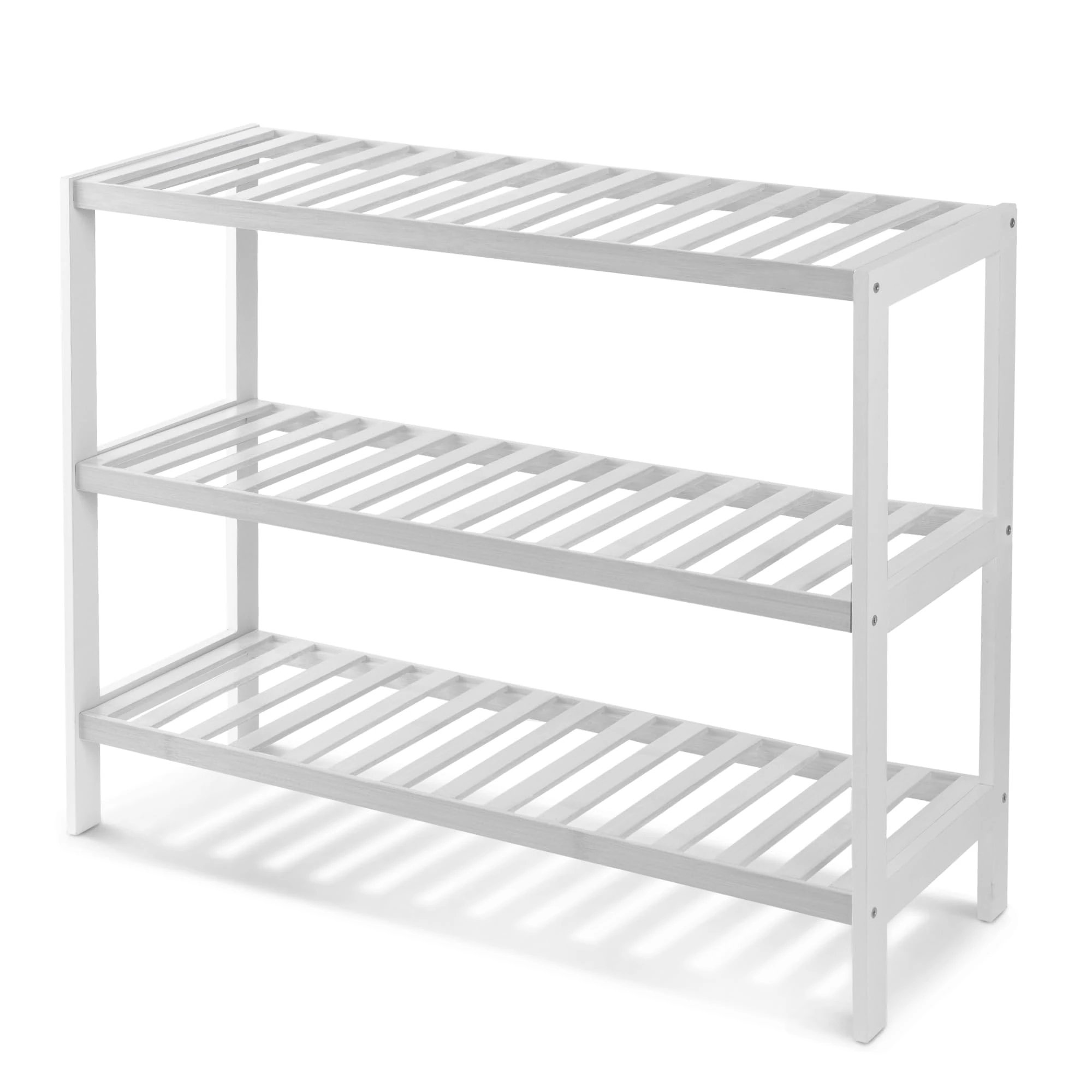 KEPLIN 3 Tier Natural Bamboo Shoe Rack Easy Assembly & Strong Design Stand Shelf Organiser Ideal for Corridor,Bedroom,Bathroom,Hallway & Small Spaces Large Capacity Up to 9 Pairs of Shoes(55x70x25cm)