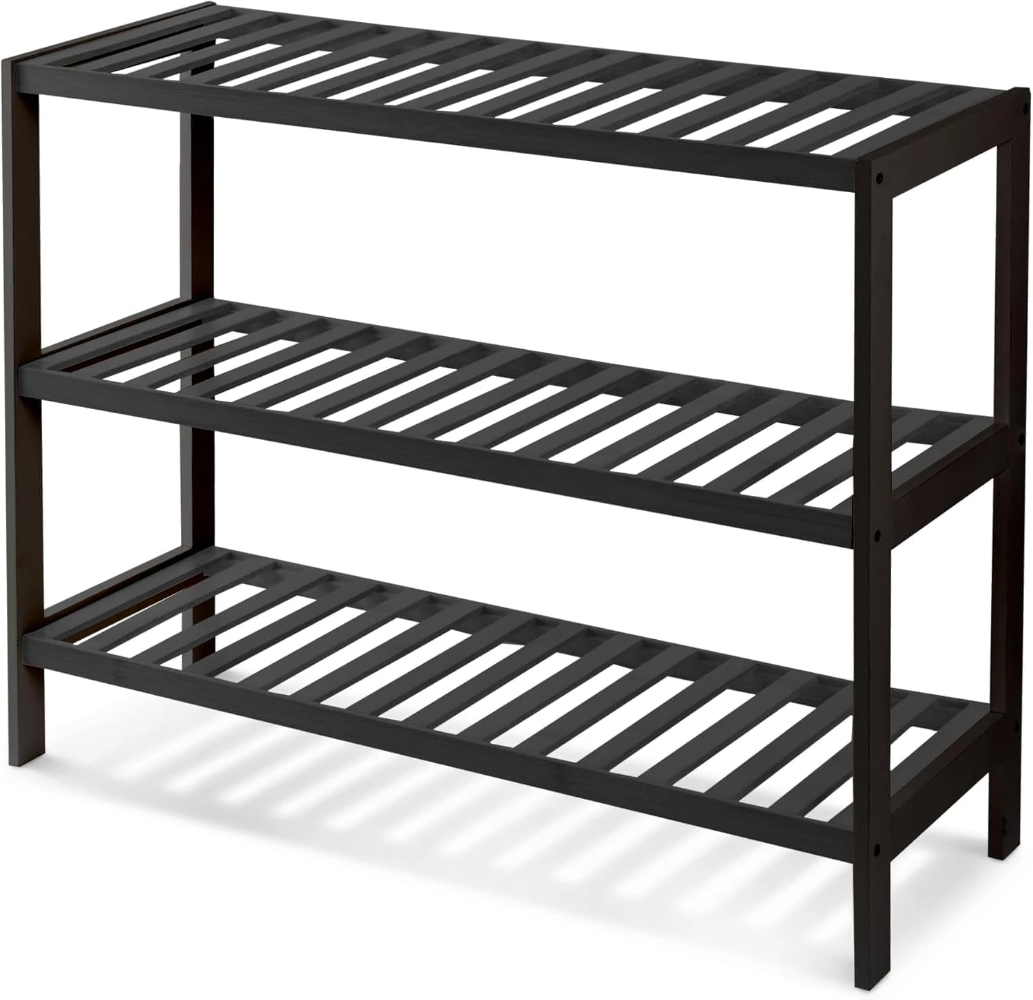 KEPLIN 3 Tier Natural Bamboo Shoe Rack Easy Assembly & Strong Design Stand Shelf Organiser Ideal for Corridor,Bedroom,Bathroom,Hallway & Small Spaces Large Capacity Up to 9 Pairs of Shoes(55x70x25cm)