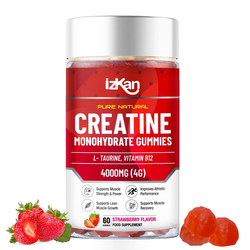 Pro Creatine Monohydrate Gummies 4000mg for Men & Women - 60 Chewable Creatine Gummies Strawberry Flavoured Creatine | Pre Workout Gym Supplement| Keto | Vegan | (30 Days Supply)