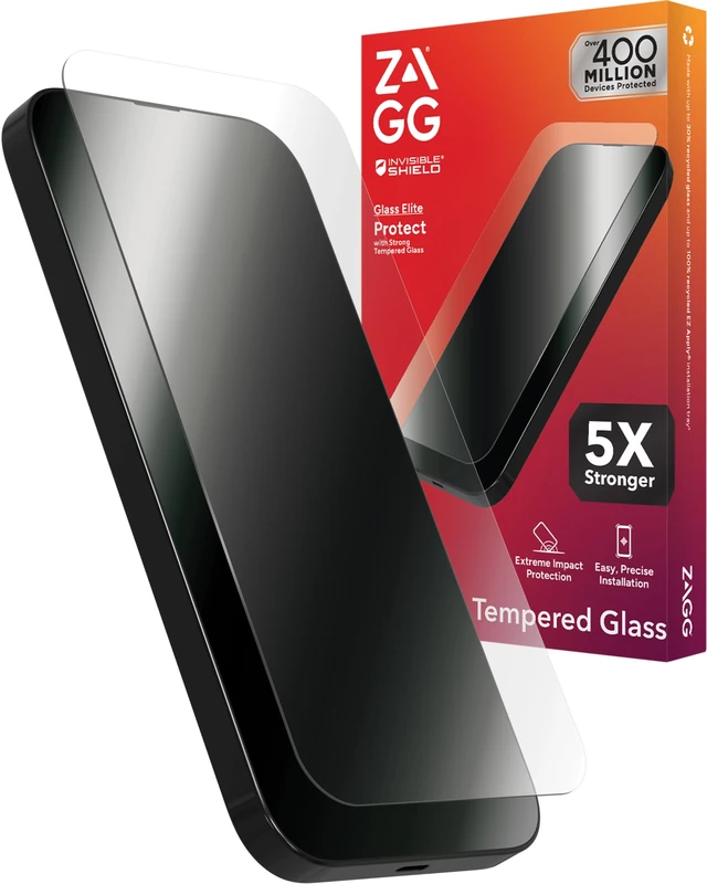 ZAGG InvisibleShield Glass Elite iPhone 15 Pro Screen Protector - 5X Stronger with Reinforced Edges, Scratch & Smudge-Resistant Surface, Easy to Install