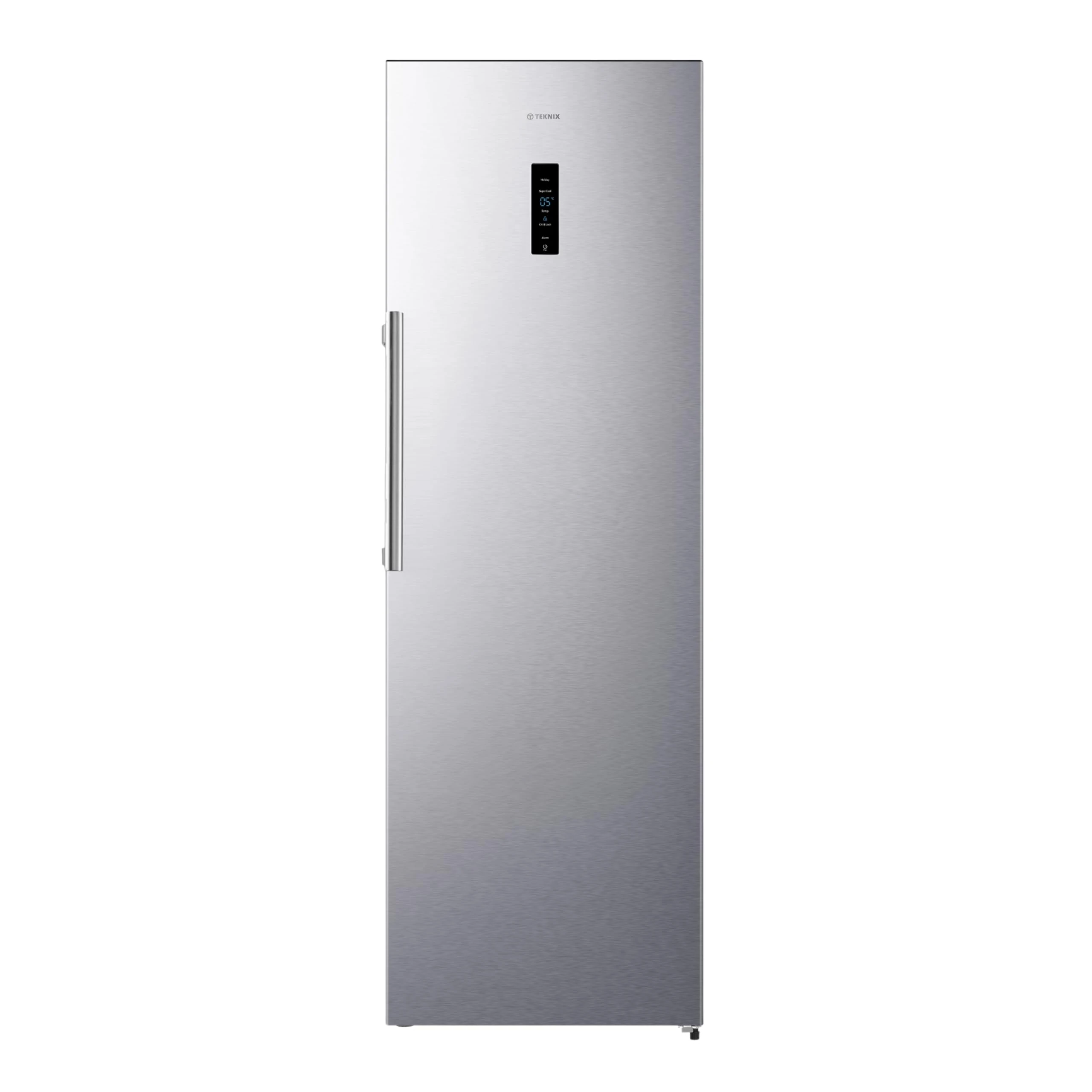 Teknix TH60TLX 60cm Freestanding Tall Larder Fridge - 370L Capacity - Metal Tech Cooling - Chrome Wine Rack - Stainless Steel - E Rated, H185.5 x W59.5 x D65.1 (cm)