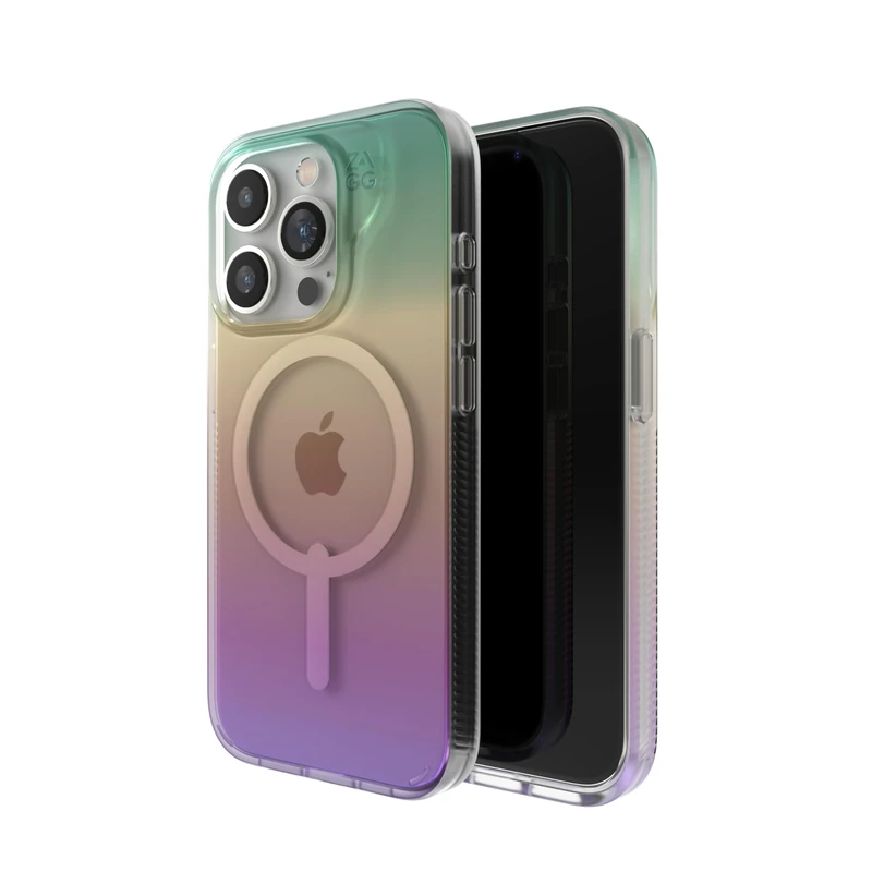 ZAGG Milan Snap iPhone 15 Pro Case - iPhone MagSafe Case with Drop Protection (13ft/4m), Durable Graphene, Anti-Yellowing & Scratch-Resistant, Wireless Charging MagSafe Case Iridescent - Image 1