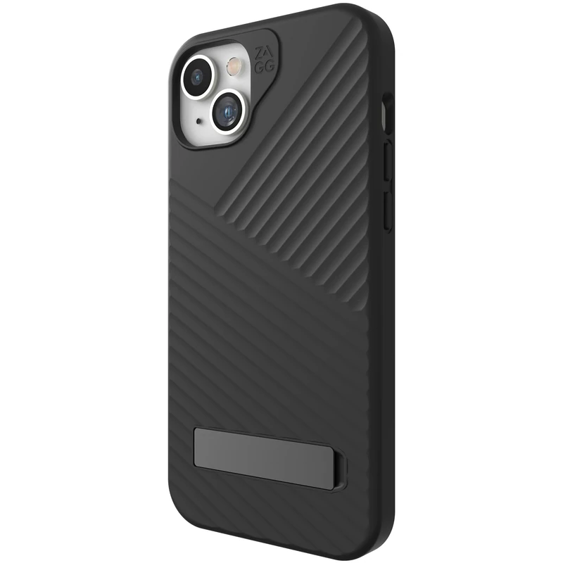 ZAGG Denali Snap KS Graphene-Reinforced Case with Kickstand for iPhone 14 Plus and iPhone 15 Plus [6.7-Inch], MagSafe Compatible, Dual Layer Design, Shockproof Phone Back Cover (Black)