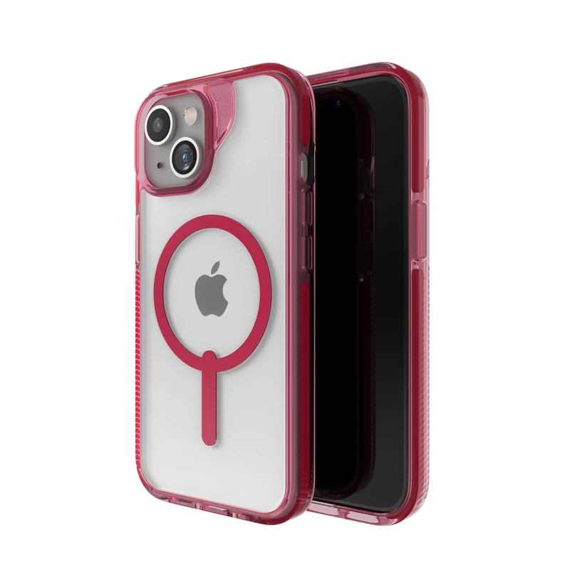 ZAGG Santa Cruz Snap iPhone 15/14/13 Case - MagSafe Phone Case, Drop Protection (13ft/4m), Durable Graphene, Anti-Yellowing, and Scratch-Resistant Phone Case, Magenta Red