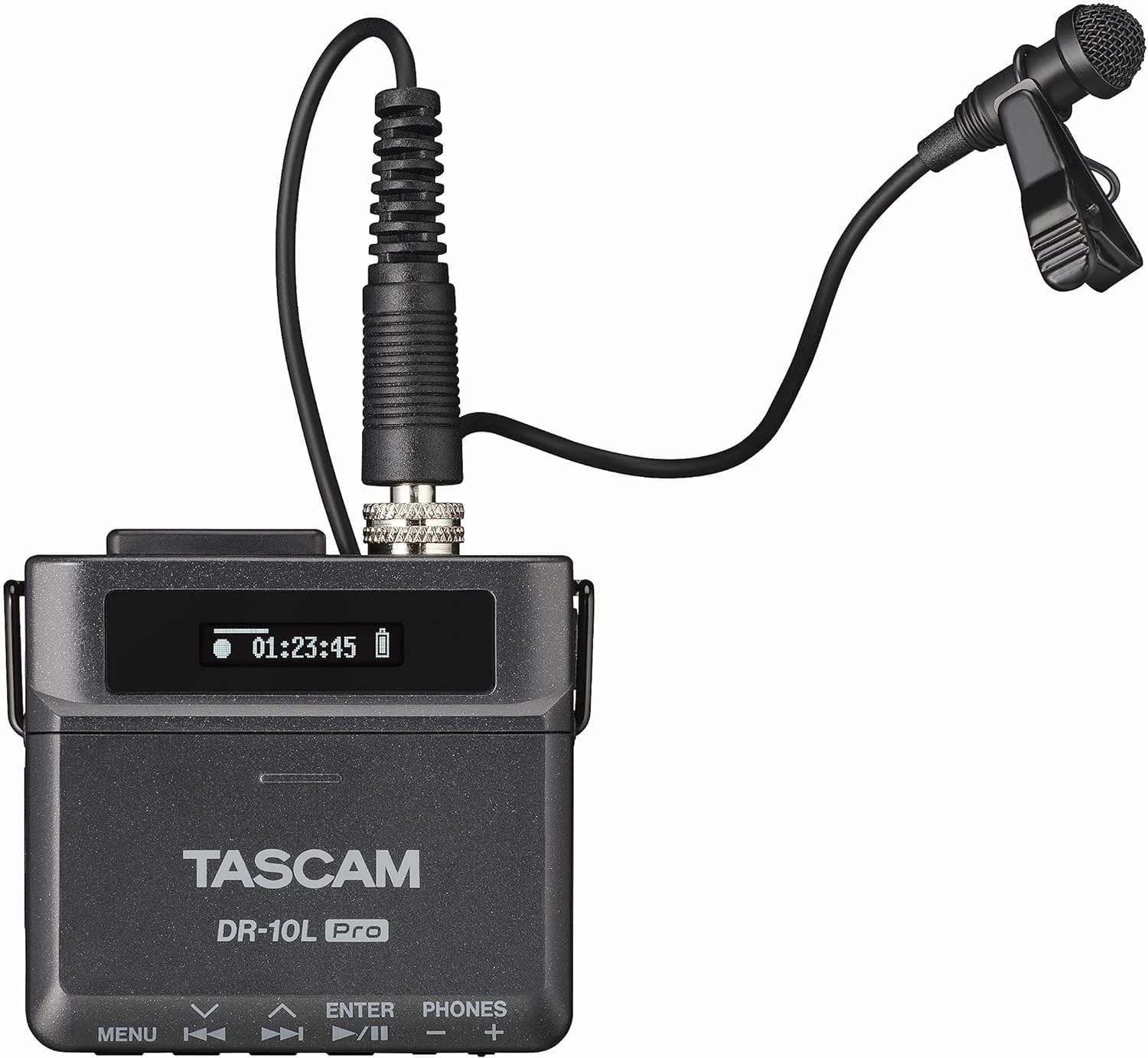 TASCAM DR-10L Pro – Micro-Linear 32-Bit float Recorder with Lavalier-Microphone and optional Bluetooth Adaptor for remote control and syncronisation, supports LTC Jam Sync