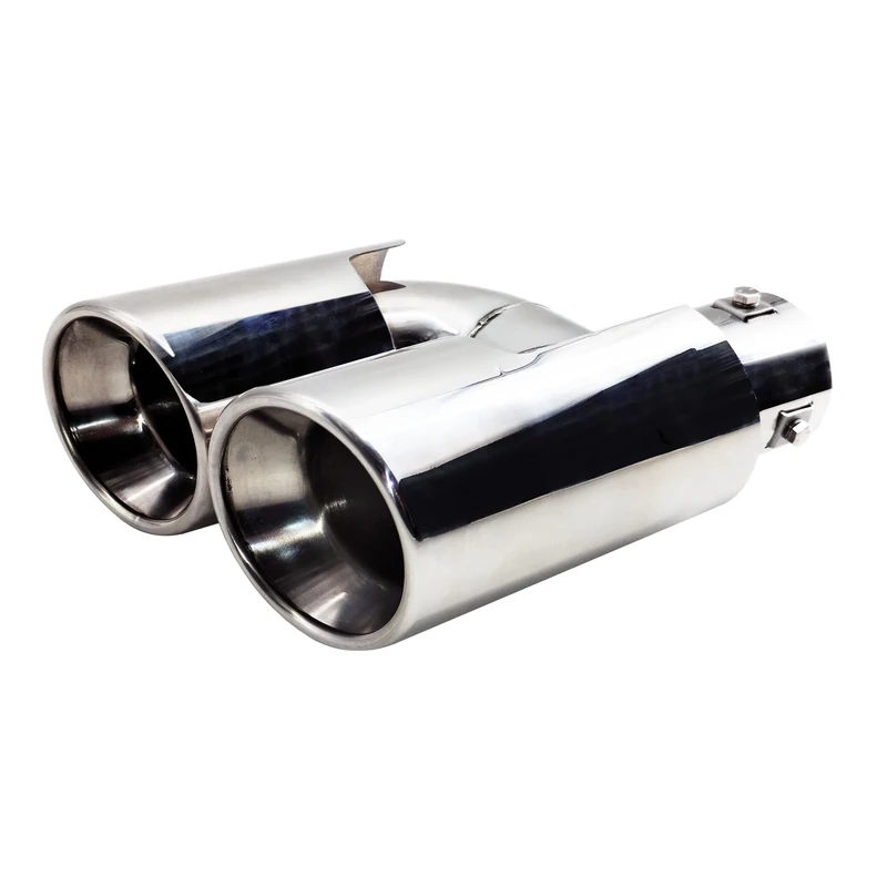 Simoni Racing Exhaust Tip Double Round Inox - Ø90xL220/250mm - Installation ->Ø37-59mm