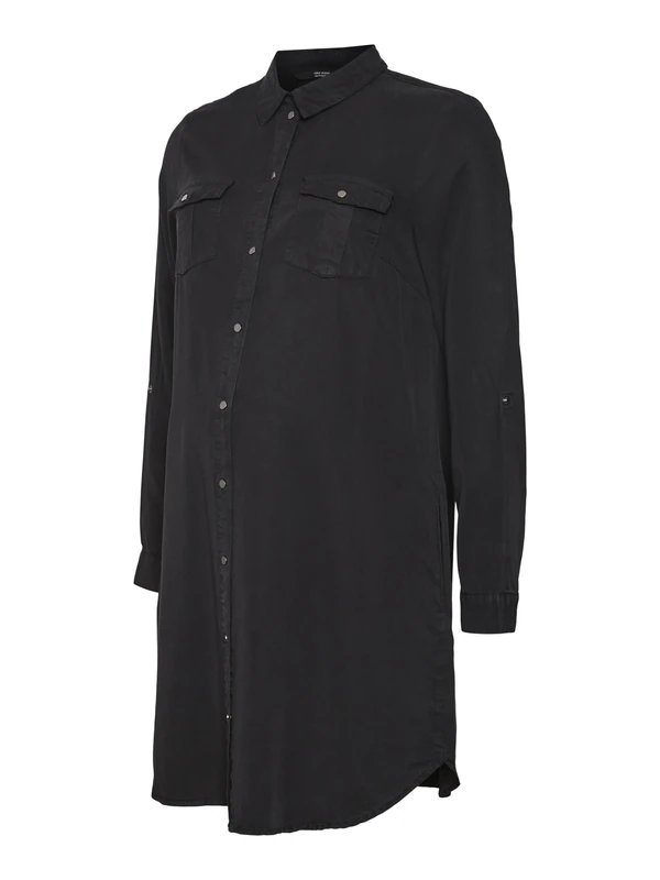 Vero Moda Maternity Vmmsigga Ls Short Dress Blck Ga Noos, Black, XL