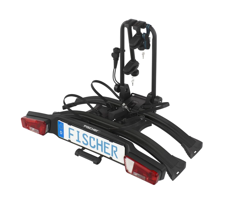 FISCHER RoadLine Black Bicycle Carrier Pre-Assembled Clutch Carrier Lockable for 2 Bicycles/e-Bikes Maximum Load 60 kg Black