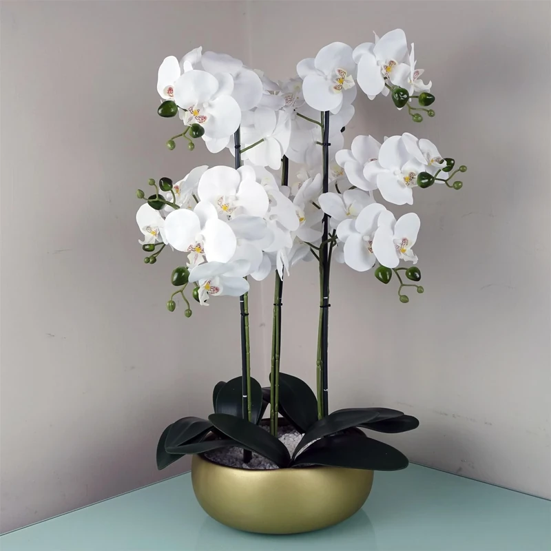 Leaf Design UK Realistic Artificial Orchid Flower Display in Pot,60cm
