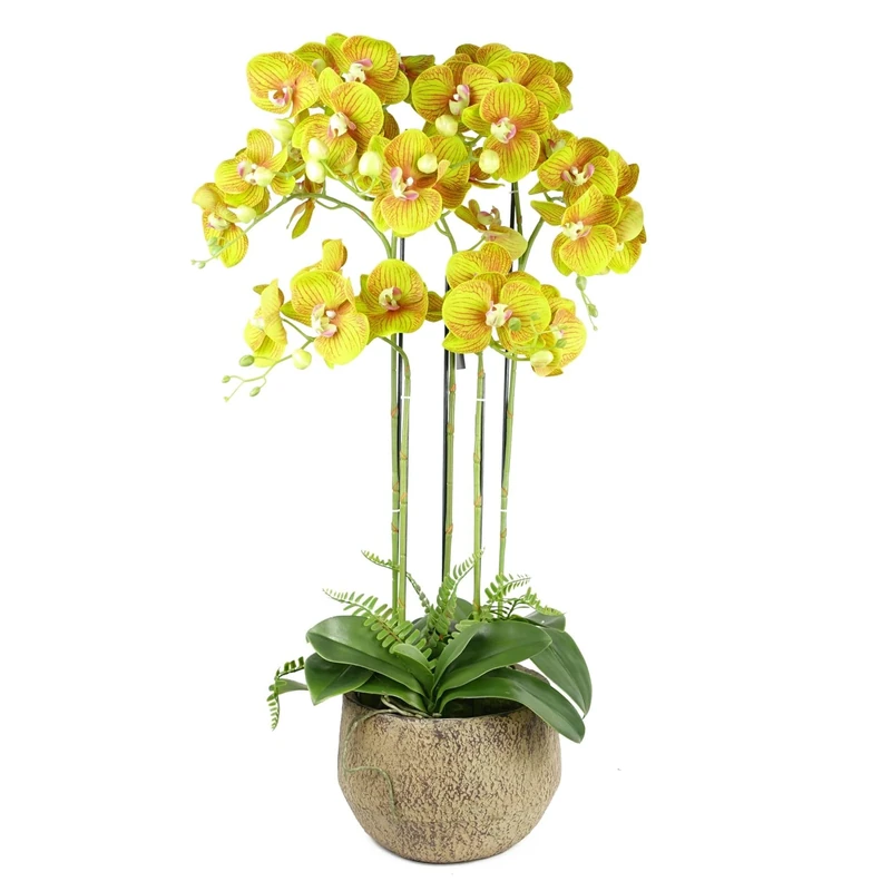 Leaf Design UK Realistic Artificial Orchid Flower Display in Pot, 80cm