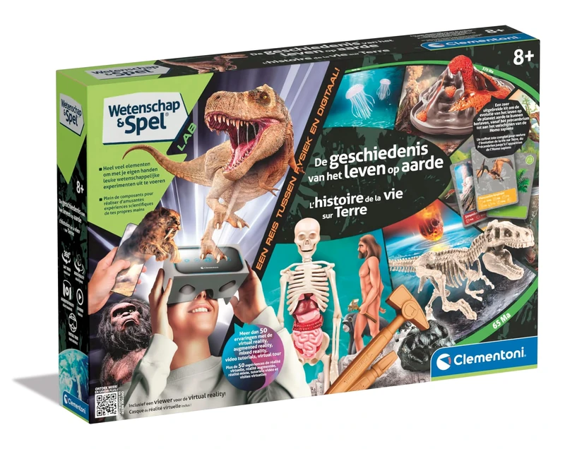 Clementoni Scientific Experiments - Educational Games 8-12 Years, The History Of Life On Earth - (French Language, Dutch Language), Made In Italy
