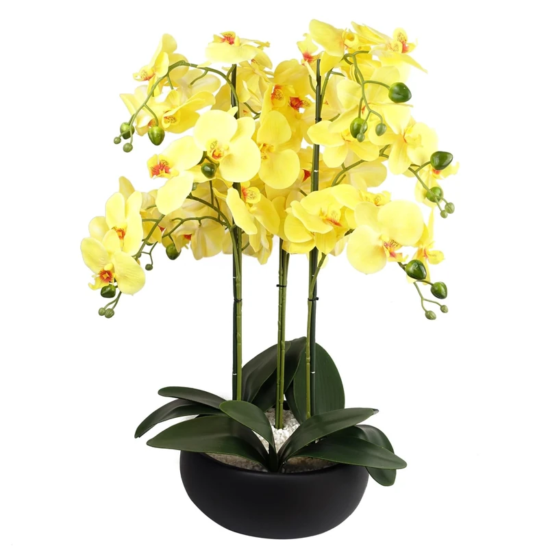 Leaf Design UK Realistic Artificial Orchid Flower Display in Pot