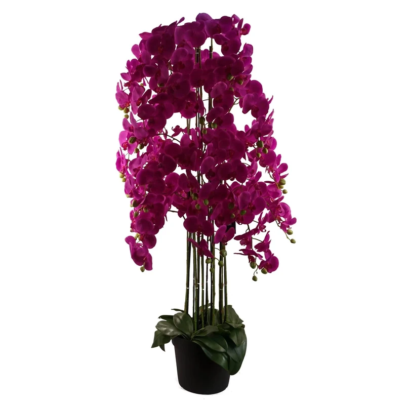 Leaf Design UK Realistic Artificial Orchid Flower Display in Pot, 150cm