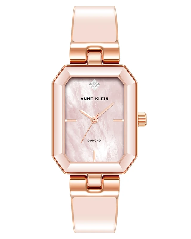 Anne Klein Women's Genuine Diamond Dial Bangle Watch, Pink/Rose Gold, AK/4162BMRG