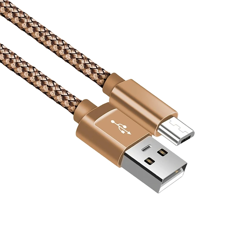 Brand-Tech Micro USB Cable, Android Charger Cable, Fast USB Charging Cable Nylon Braided USB Charger Lead for Samsung Galaxy S7/S5/J3/J5/J7, Huawei, HTC, LG, Kindle, Nexus, Nokia (3 Meters), Gold