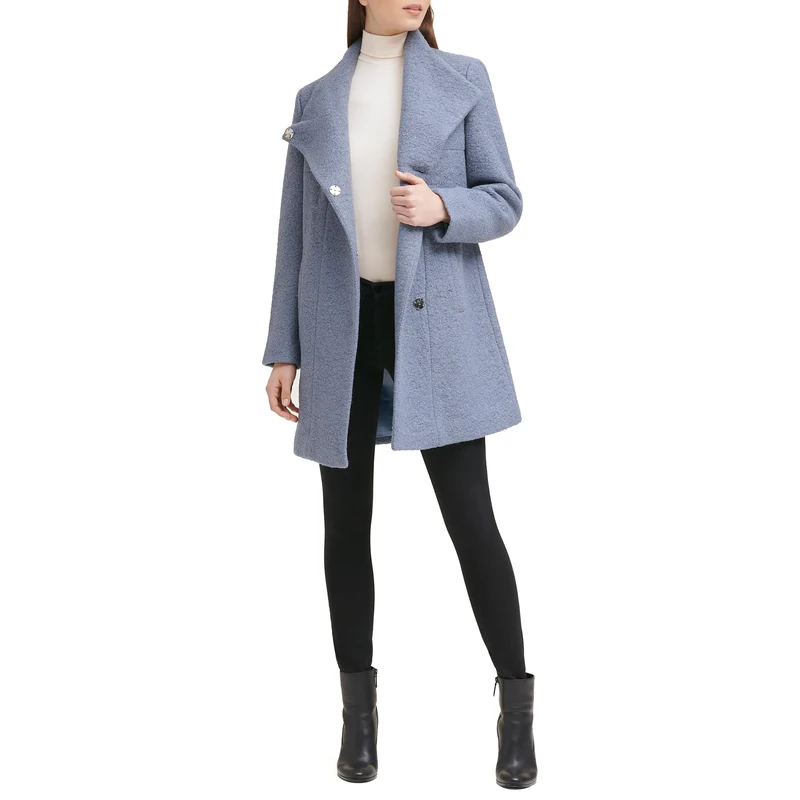 Kenneth Cole womens Wool Blend Boucle Coat, Peacoat Periwinkle, XS