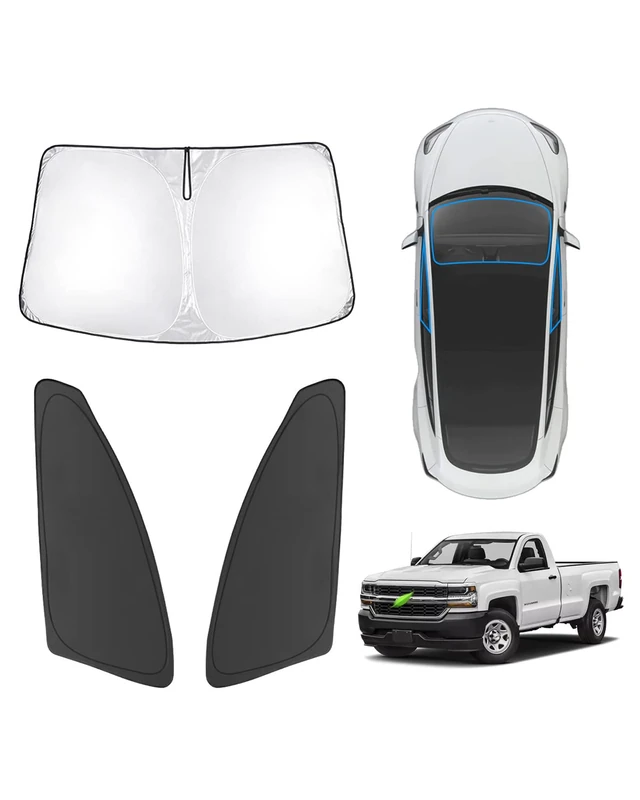 Karltys Sunshade for 2014-2018 Chevy Silverado/GMC Sierra 1500 2014-2018, Windshield & Front Side Window Sun Shade, Thick Foldable Window Covers, Car Reflective Sun Visor Blocks UV & Heat (3PCS)