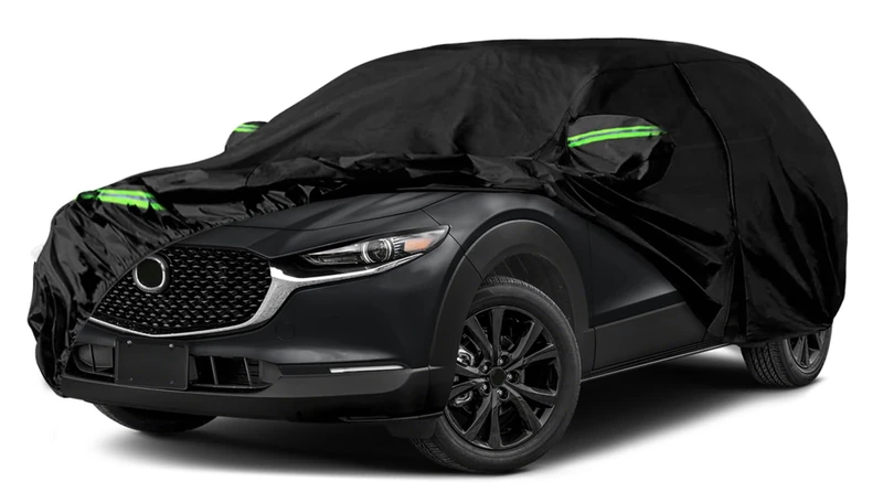 Waterproof Car Cover All Weather Compatible with 2020-2023 Mazda CX-30 Accessories, Black 210T Inside Cotton Cover with Door Zippers for Snow Rain Dust Outdoor Protection