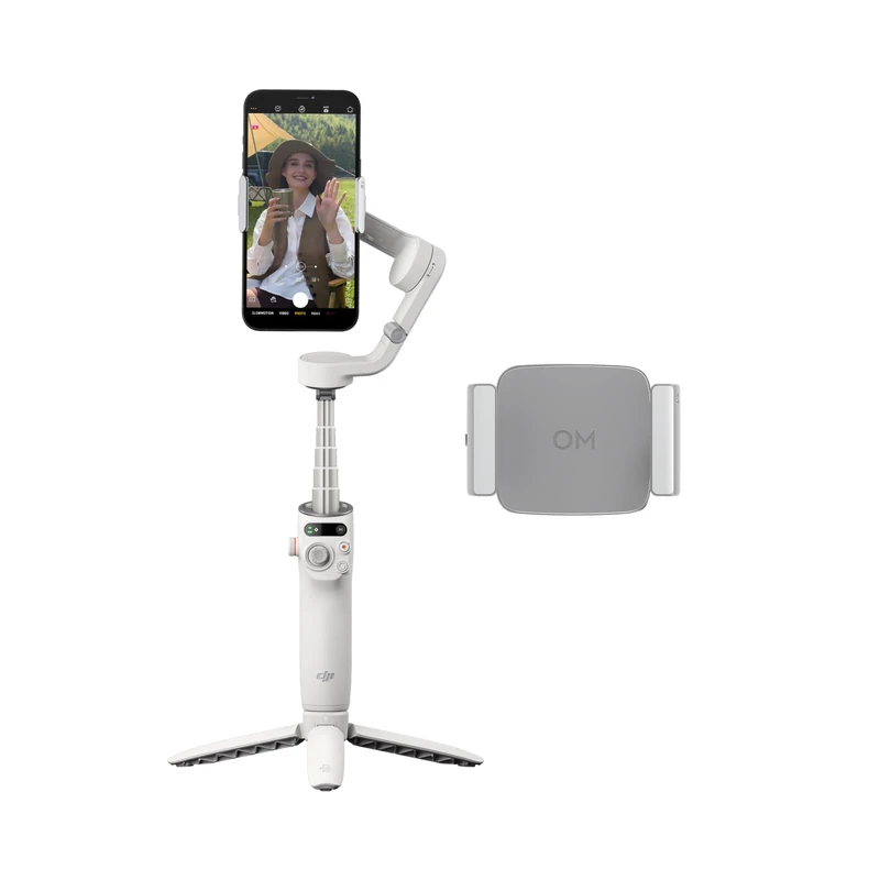 DJI Osmo Mobile 6 Fill Light Combo, 3-Axis Phone Gimbal, Built-In Extension Rod, Portable and Foldable, Android and iPhone Gimbal, Object Tracking, with a Fill Light Phone Clamp, Platinum Gray