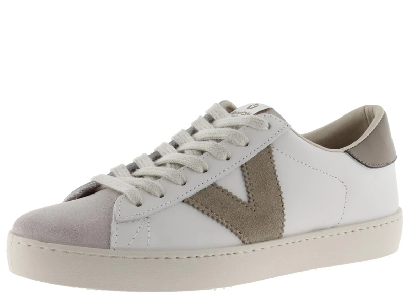 victoria Low-Top Unisex Berlin Leather & Contrast Parts & Split Leather Toe 1126142 for Adults, Beige, 5 UK