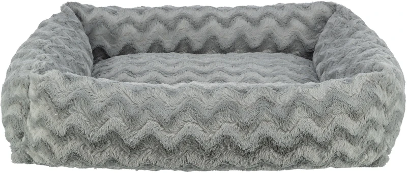TRIXIE Orthopaedic Vital Loki Dog Bed 80 × 60 cm in grey dog cushion with memory foam - dog basket for medium-sized dogs - joint-friendly and relieving - 37932