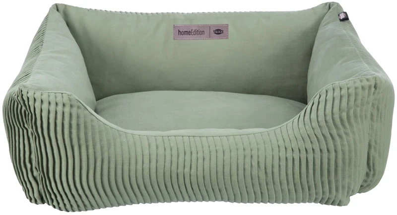 TRIXIE Marley Dog Bed 100 x 70 cm in sage – rectangular dog basket for large dogs - cosy dog basket canvas cotton cover - soft and washable - 37692
