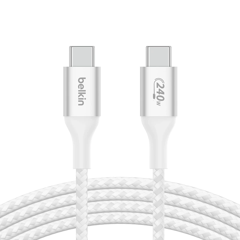 Belkin BoostCharge USB-C to USB-C Power charger cable, USB-IF certified fast charging cable with 240W Power Delivery for iPhone 17, 16, 15, MacBook, Chromebook, Galaxy, iPad, Pixel & More - 1m, white