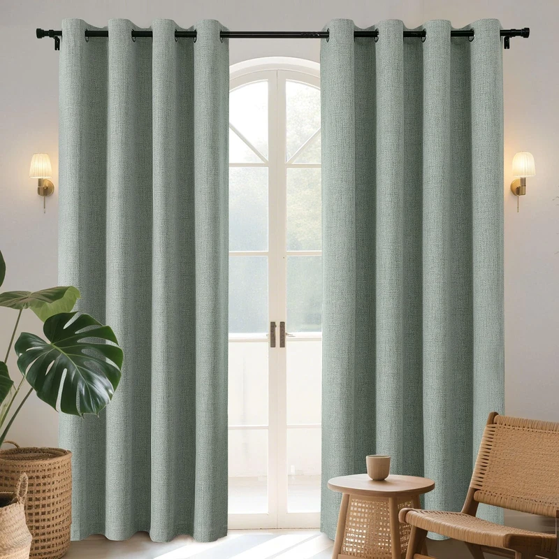 Joydeco Sage Green Blackout Curtains 120 Inches Long, Extra Long Blackout Curtains for Living Room Bedroom, Linen Textured Room Darkening Curtains for Windows with Grommets(52x120, Sage Green)