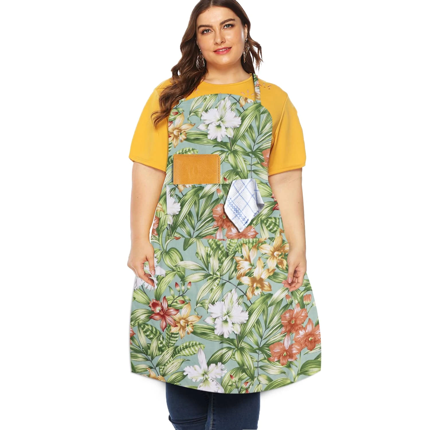 FanChose Plus Size Aprons for Women with Pockets, Men Cotton Kitchen Apron, Canvas Cooking Apron for Barber, Baking, Cooking, Painting, Garden Gardening, Cleaning, BBQ